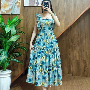 Robe longue élégante et simple pour femme, lavable, confortable, décontractée ou habillée, taille naturelle, en soie, à manches courtes, style polo - Product Image 5