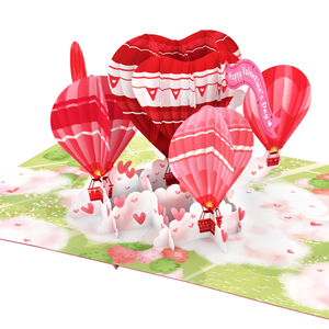 Tarjeta 3D Pop-Up al por Mayor para el Día de San Valentín, Tarjeta de Felicitación con Globo Aerostático, Tarjeta 3D Romántica Hecha a Mano, Impresión Offset - Product Image 3