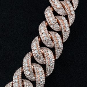Rose Gold Plated Moissanite <b>Statement</b> <b>Necklace</b> Round Brilliant Cut Link Chain Luxury Unisex Party Jewelry - Product Image 3