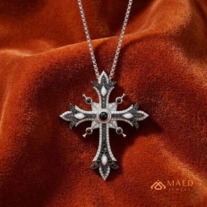 925 Silver Gothic <b>Cross</b> Pendant Iced Hip Hop Charm Necklace <b>Gold</b>/Silver/Rose <b>Gold</b> Plating Religious Jewelry Gift Party Unisex - Product Image 3