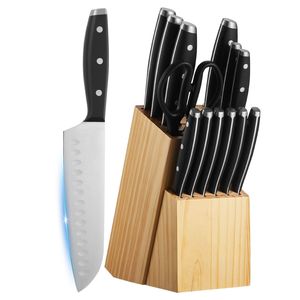Set di 15 Coltelli da Cucina Ergonomici in Acciaio Inossidabile ad Alto Contenuto di Carbonio con Blocco Affilacoltelli, Lama in Acciaio Inossidabile 3Cr13 ad Alto Contenuto di Carbonio - Product Image 4