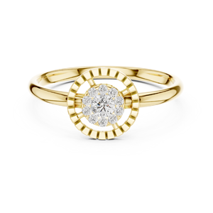 A Concentric <b>Circle</b> Cocktail Minimalist Round Cut Diamond Women's 14k Solid Gold <b>Ring</b> For Gift Engagement Anniversary Wedding - Product Image 1