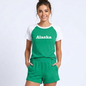 Wholesale Fashion Clothing Supplier Women Trendy Casual Clothing Set Short Sleeve <b>Raglan</b> <b>Top</b> Matching Elastic Waist Shorts - Product Image 5