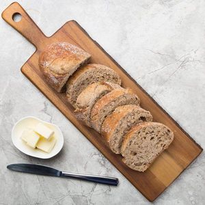 Tabla de servir de madera con asa, bandeja pulida para queso, tabla para cortar pan para fiestas y cocina - Product Image 2