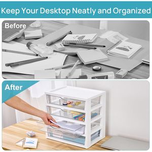 Organizzatore da Scrivania Trasparente a 4 Livelli con Cassetti, Facile da Montare e Salvaspazio, Organizzatore per Ufficio - Product Image 4