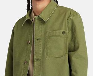 Chaqueta de trabajo vintage al por mayor estilo Detroit para hombre, de lona 100% algodón de alto gramaje, con logotipo frontal y diseño de cuello personalizados. - Product Image 3