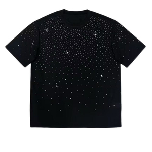 Camiseta de Hombre con Estampado de Diamantes de Imitación y Puntos, 100% Algodón Pesado, Oversize, Manga Corta, Cuello Redondo, Transpirable, Estilo Urbano - Product Image 4