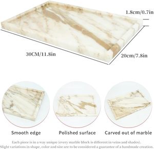 Plateau de service en marbre de qualité supérieure avec élégantes poignées en laiton pour hôtels de luxe, restaurants et traiteurs haut de gamme - Product Image 3