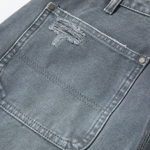 Pantalones Cortos de Mezclilla para Hombre, Estilo Urbano, Cintura Elástica, Transpirables, de Secado Rápido, con Rasgaduras en la Rodilla, Casuales, 100% Algodón - Product Image 6
