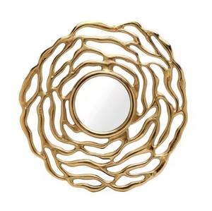 Espejo de Pared Redondo con Marco de Metal Dorado, Diseño Moderno, Hecho a Mano, Sin Necesidad de Electricidad, para Dormitorio, Sala de Estar y Baño - Product Image 1