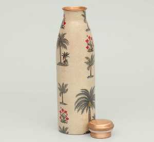 Bouteille d'eau en cuivre pur Chevron Palm, écologique, couleur personnalisée - Product Image 2