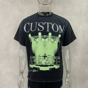 Camisetas de Hombre Oversize de Hombro Caído con Estampado Personalizado, Estilo Boxy, de Algodón Pesado, con Efecto Ácido y Desgastado por el Sol - Product Image 1