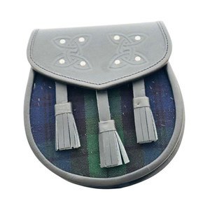 Accessoire écossais haut de gamme : Sporran en cuir noir et tartan, fait main, pour kilt traditionnel, OEM/ODM - Product Image 3