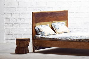Rustic Solid Rosewood Contemporary Farmhouse <b>Bed</b> with Carved Headboard Eco-Friendly Durable Hotel Furniture for Bedroom Use - Product Image 6