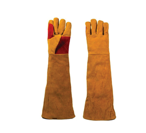 Holy Signs International HSI-1451 Heavy Duty Leather Welding <b>Gloves</b> Cotton Liner Heat Resistant Reinforced Palm <b>Long</b> Stick TIG - Product Image 1