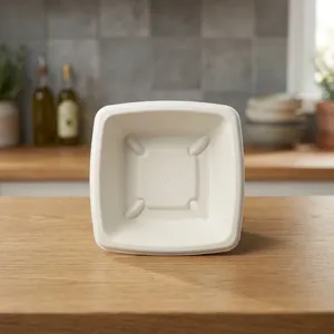 Best Quality Eco-Friendly Bagasse <b>Pulp</b> Moulded Square Disposable Food Serving Bowl for Snacks Curry Chaat Desserts - Product Image 2