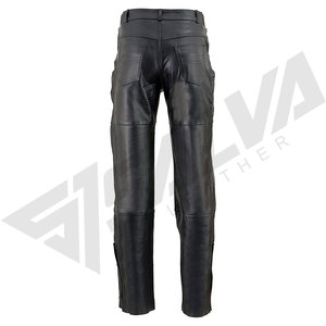 กางเกงมอเตอร์ไซค์หนังแท้ SALVA LEATHER รุ่นพรีเมียมสำหรับผู้ชาย น้ำหนักปานกลาง กันน้ำ เหมาะสำหรับขี่ในฤดูหนาว ซับในผ้าซาติน ทรงลำลอง มีกระเป๋า 4 ช่อง สีดำ - Product Image 4
