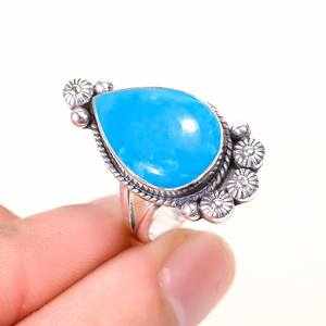 Bague en turquoise magnesite, argent sterling 925, réglable, faite à la main, bijoux en pierres précieuses, bague de luxe - Product Image 3