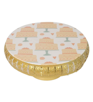 Support à gâteau en métal doré de haute qualité avec un design imprimé magnifique, prix de gros