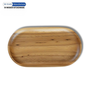 Oval Wooden Serving <b>Tray</b> Handmade For Kitchen Tableware Storage Holder - Product Image 1