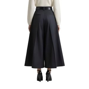 Pantalon taille haute plissé à jambes larges pour femme, élégant, coupe ample, longueur cheville, idéal pour le bureau, sur mesure - Product Image 2