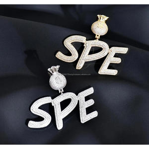 Hip Hop Custom SPE Pendant With Fully Sparkling Lab Grown Diamond Letter Design And <b>Money</b> Bag Accent Luxury Statement Jewelry - Product Image 3