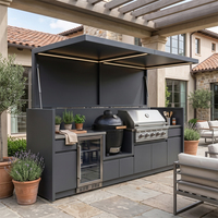 Station de cuisine extérieure personnalisée avec abri, pod étanche en acier inoxydable, abri de cuisine extérieur aux couleurs fraîches pour cour