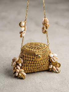 Mini Brass Metal <b>Clutch</b> Bag Shell Embellished Evening Party Wedding Bridal <b>Purse</b> Bohemian Waterproof Adjustable Strap Wholesale - Product Image 4