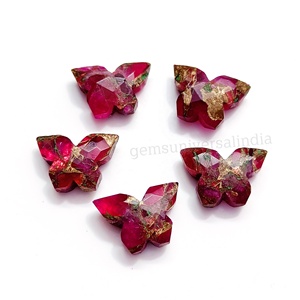 ลูกปัดพลอยแกะสลักรูปผีเสื้อสีชมพูโมฮาเว่ ทูร์ควอยซ์  ทองแดงชมพู  ขนาด 10x14 มม. - Product Image 1