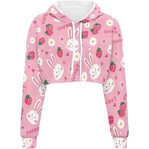 Sudadera con Capucha Corta para Mujer, Transpirable, Sublimada, de Moda, Otoño, Antiencogimiento, Secado Rápido, 100% Algodón - Product Image 5