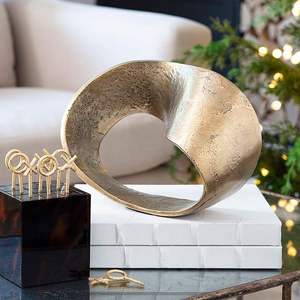 Artisanat métallique moderne pour la décoration intérieure de bureau, sculpture en acier inoxydable poli en forme de boule creuse - Product Image 6