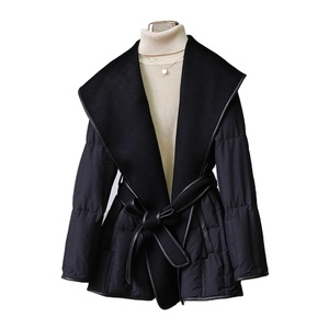 Femmes 2024 Manteaux d'hiver en duvet de canard Lady Wool Cashmere Outerwear Lady Puffer Jacket with Belt European Fashion Warm - Product Image 1