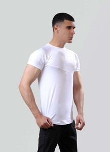Vente en gros de t-shirts de sport ajustés pour hommes 100% coton, tendance, col rond, vêtements de musculation, vêtements d'entraînement, vêtements de sport - Product Image 4