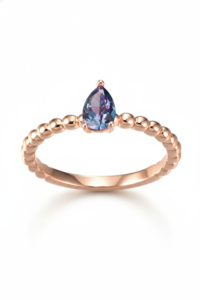 Anillo de compromiso de lujo chapado en oro rosa de plata 925 con circonita talla pera, diseño de constelación romántica para mujer, engaste de garra fino - Product Image 2