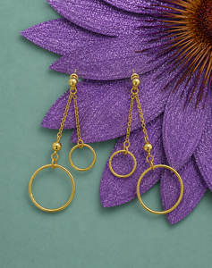 <b>Gold</b> Plated Brass Vintage <b>Dangle</b> Geometric Circle Drop <b>Earrings</b> for Women Party Wedding Jewelry - Product Image 3