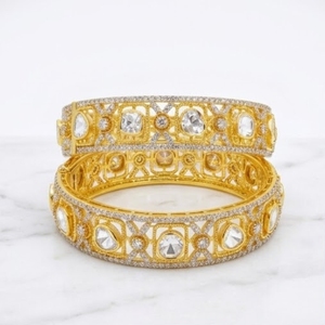 Luxury 925 Silver Monzo Bangles Luxury Crystal Designer <b>Kada</b> Bracelet Set for Women Wedding Jewelry - Product Image 5