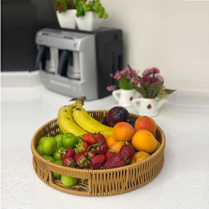 Handmade <b>Bamboo</b> Style Rattan <b>Basket</b> For Storage And Organization High Quality Hand Woven Rattan <b>Baskets</b> For Kitchen Living Rooms - Product Image 1
