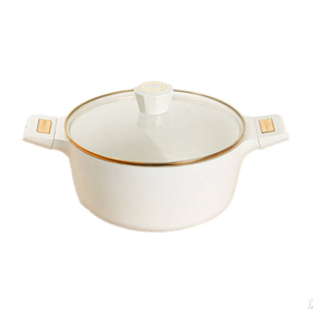 Modern Non Stick Casserole <b>Pot</b> Featuring Granite Stone Coating Multi Layer Aluminum Construction Tempered Glass Cover - Product Image 1