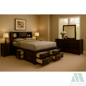 Nuevo Modelo OEM ODM, Camas de Madera al por Mayor, Mesitas de Noche, Armarios, Fácil Montaje, Juegos de Muebles Modernos para Dormitorios de Lujo - Product Image 5