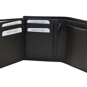 <b>Men's</b> Genuine Leather Slim Fold <b>Wallet</b> RFID Blocking Minimalist Design <b>Black</b> Short Bifold Daily Use - Product Image 2