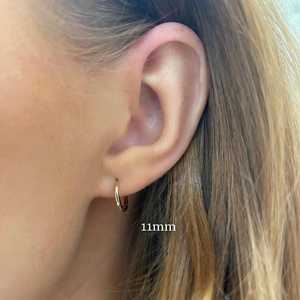 Tiny Chunky <b>Hoop</b> <b>Earrings</b> 10k 14k <b>Solid</b> Gold 8 9 11 mm Options Secure Hinge Simple Plain Everyday Fine Jewelry Huggies Wholesale - Product Image 6