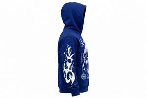Wholesale Unisex Fleece Hoodie Dark <b>Skull</b> Graphic Print Loose Punk Streetwear Pullover Pocket 350g Heavyweight Autumn Winter - Product Image 3