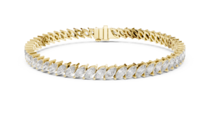 9Kt Yellow <b>Gold</b> Marquise Diamond Bracelet 56 Stones 8.4Ct Elegant Luxury Designer Statement Fine Jewelry for Bridal Party Wear - Product Image 5