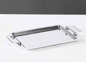 Plateau en métal artisanal de qualité supérieure avec support en bois pour la décoration et le service à domicile pendant le Ramadan, disponible en plusieurs quantités - Product Image 3