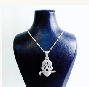 Colgante de calavera con diamante moissanita, plata de ley 925, joyería gótica hip hop unisex - Product Image 3