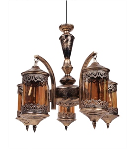Lanterne vintage antique, lustre rustique suspendu au plafond, lampe suspendue en métal de style marocain - Product Image 1