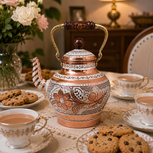 Handmade Pure Copper <b>Tea</b> Kettle Turkish <b>Tea</b> Pot Engraved Copper Teapot Traditional <b>Tea</b> <b>Maker</b> Stovetop Kitchenware Gift - Product Image 4