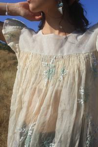 Vestido Casual de Verano con Mangas Abullonadas Blancas y Bordado, Corte en A, Largo Midi, Patrón Geométrico, Tejido de Algodón Transpirable y Ecológico - Product Image 3