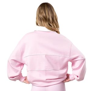 Sudadera Polo de Manga Larga Rosa Bebé para Mujer, Corte Holgado, Estilo Casual, Top de Moda, Mezcla de Algodón Suave, Cómoda para Uso Diario - Product Image 2