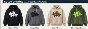 Foto profesional de estudio de cuatro sudaderas con capucha de felpa 100% algodón premium en negro, carbón, beige y verde oliva, de secado rápido, con diseño de bolsillo, unisex. - Product Image 2
